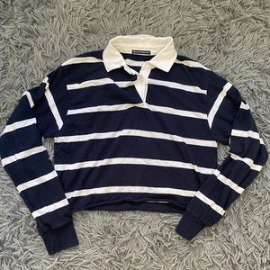 BRANDY MELVILLE - Collared long sleeve striped top